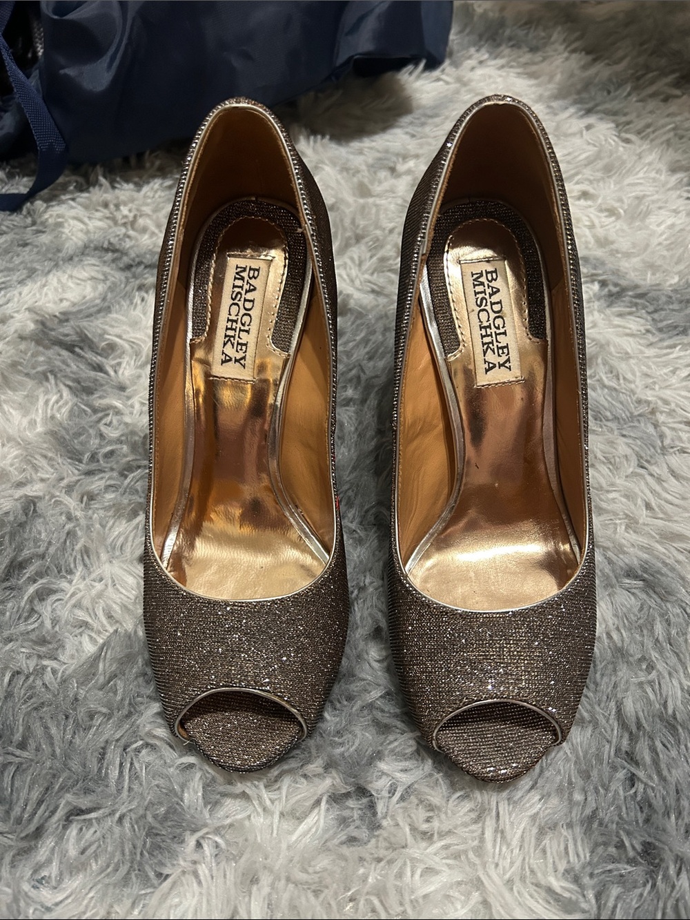 Badgley Mischka Glitter Peep-Toe Pumps